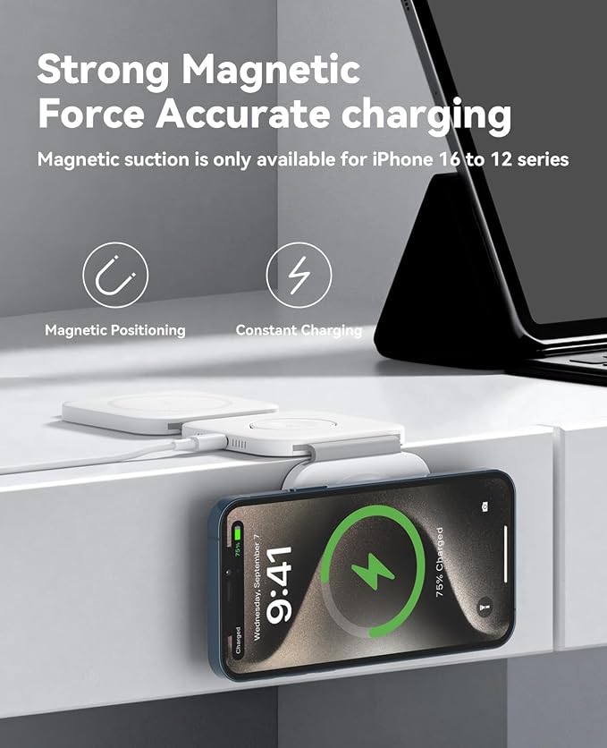2Pack 3 in 1 Charging Station for Apple Multiple Devices Foldable Magnetic Fast Wireless Charger Dock, Travel Charging Pad for iPhone 17 16 15 14 13 12 Series Apple Watch Series & AirPods 4/3/2/Pro