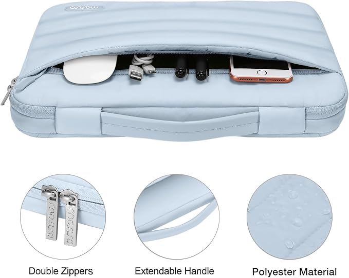 MOSISO Compatible with MacBook Air 15 inch Case M5 2026 M4 2025 M3 2024 M2 2023 A3448 A3241 A3114 A2941, Plastic Hard Shell Case&Puffy Sleeve Bag&Keyboard Skin&Webcam Cover&Screen Film, Baby Blue