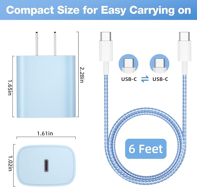 for iPhone 16 15 Charger Fast Charging [4 Pack] 20W USB C Wall Charger Block with 6FT USB C Charging Cable for iPhone 16 15 Pro Max/15 Pro/15/15 Plus,iPad Pro 12.9"/11",iPad Air