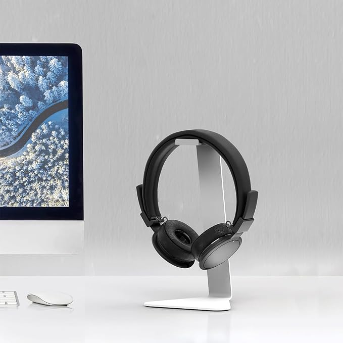 Kanto H1W Universal Headphone Stand with Curved Silicone Padding - White