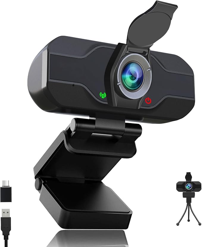 XPCAM USB C Camera 1080p Webcam with Microphone/Tripod/Cover, Auto Light Correction, 110° FOV, Plug & Play Pro Webcam for PC, Computer Camera for Laptop,Mac,Zoom/Teams/Skype/Twitch Streaming