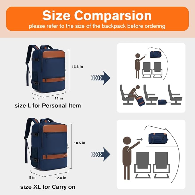 Smart Suitcase-style Laptop Backpack, 25L / 35L Practical Travel Bag for Work, Leisure & Flight, Luggage-Style Commuter Pack (Navy, 25L)