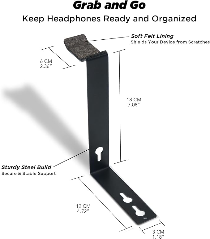 ULTRARM Moodular Add-ons Headphone Stand [Accessory Only - Requires Moodular Wooden Monitor Stand Slide Rails for Use] Black MSA-HS