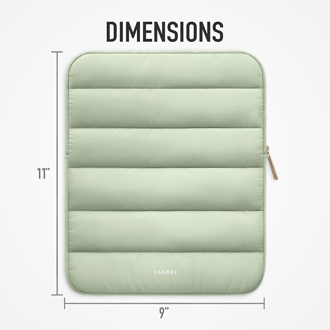 Vandel - The Original Puffy iPad Sleeve 9-11 Inch Tablet Sleeve, Green i Pad Case for Women and Men, Cute iPad Air Pouch, 9 10 Inch, 11 Inch Bag