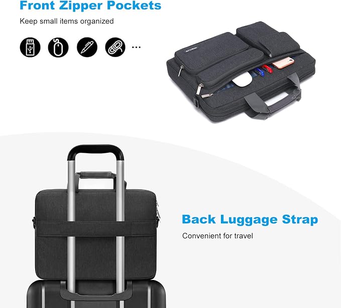 MOSISO Laptop Shoulder Bag 14 inch, 14 inch Computer Bag Compatible with HP Lenovo Dell ASUS Acer, HP Stream, Dell Latitude with 2 Raised&1 Flapover&1 Horizontal Pocket&Handle&Belt, Slate Gray