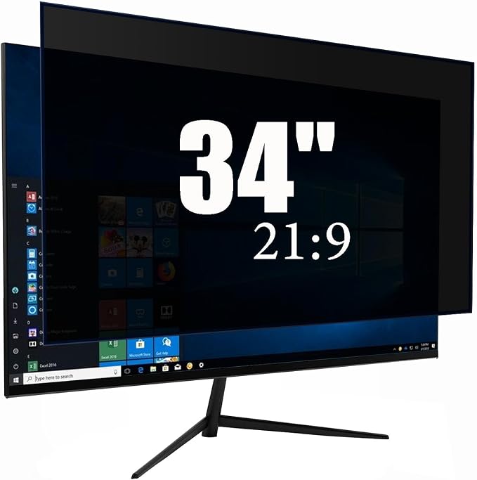 34 Inch Privacy Screen Protector - 95% Blue Light Blocking, Anti-Glare Monitor Filter for 16:9 Widescreen - Anti-Scratch Privacy Shield