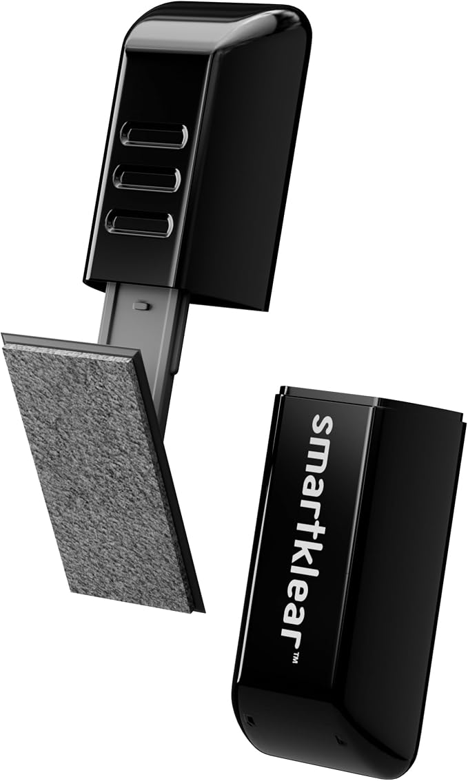 SmartKlear Smart Phone Screen Cleaner - Compatible with iPhones, Androids, and More - Cleaner with Carbon Microfiber Tech-Black-1 Count (Pack of 1)