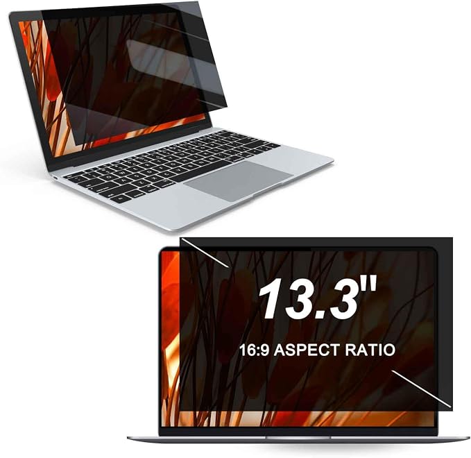 13.3 Inch Laptop Privacy Screen Shield for 16:9 Widescreen Display, Anti-Peeping Data Security Protective Film, Notebook Anti-Glare & Blue Light Blocking Filter, Reduce Eye Strain
