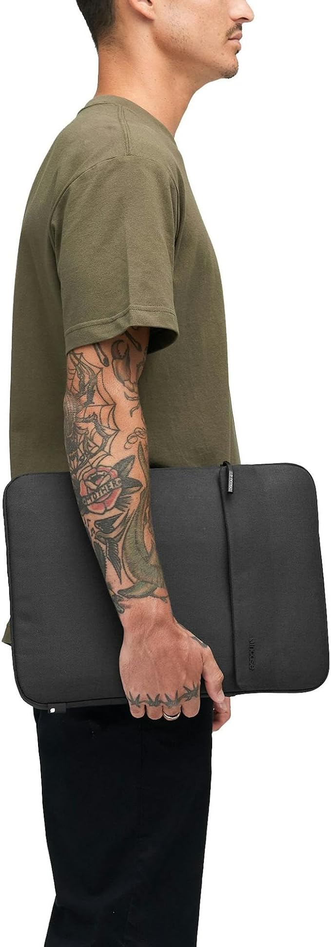 Incase Crosstown Sleeve with Woolenex - 16 Inch Laptop/MacBook Sleeve – Vertical Orientation, Cushioned Protection, Durable Construction, External Slip Pocket - Black