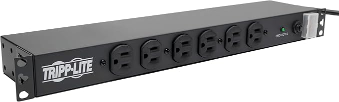 Tripp Lite 14-Outlet Rack Mount Surge Protector Power Strip PDU, 15A, 120V, 3000 Joules, 15ft Cord with 5-15P Plug, 1U Horizontal Rack Mount, Lifetime Manufacturer's Warranty (DRS-1215)