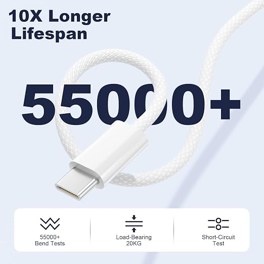 Quickeep USB C to USB C Cable 6 FT 2 Pack, Nylon Braided 60W iPhone 17 16 15 Charger Cord, Type C Charger Fast Charging, USBC to USBC Cable for iPhone 15 16 Pro Plus Pro Max/iPad Pro/Air