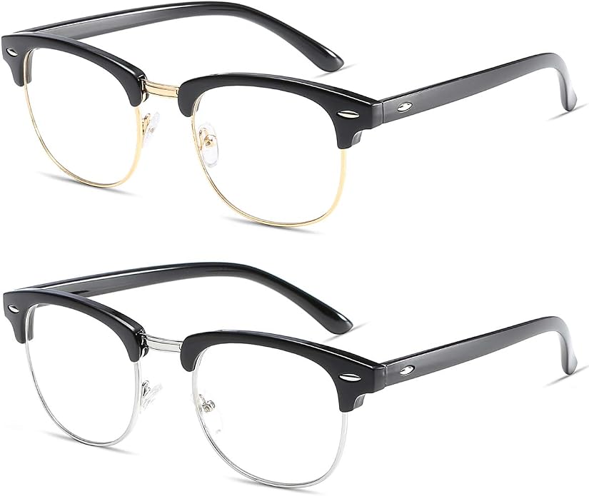 Fashion Vintage Classic Semi-Rimless Half Frame Clear Lens Glasses