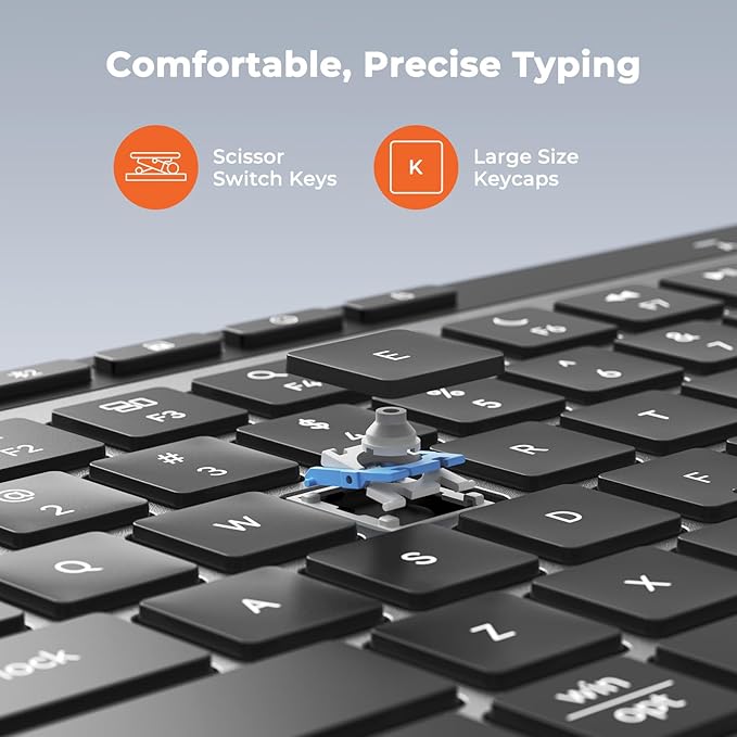 MEETION Wireless Bluetooth Keyboard and Mouse Combo, Rechargeable Slim Wireless Keyboard and Mouse, 3 Multi-Device Connection, Low-Profile Compact Keyboard, for PC Laptop Tablet iPad, Windows/Mac/iOS