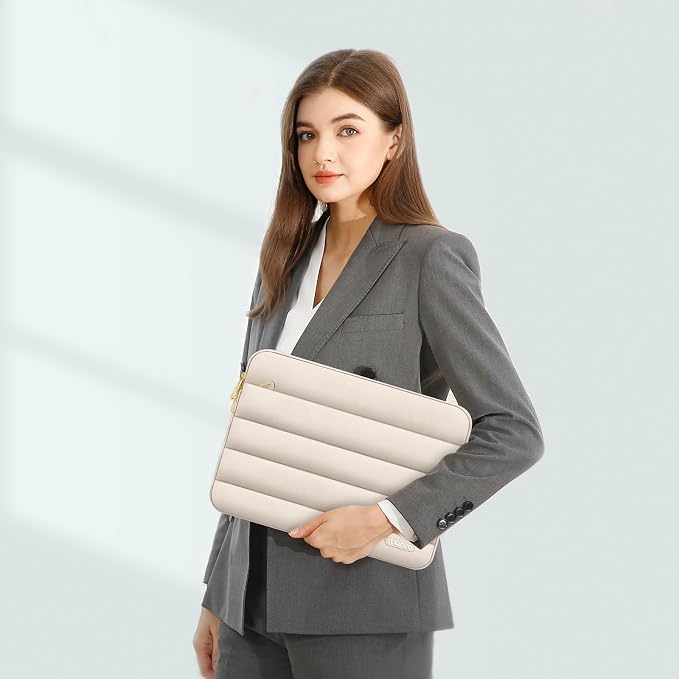 MOSISO Laptop Case 14 inch, 14 inch Puffy Laptop Sleeve Compatible with HP Lenovo Dell ASUS Acer, HP Stream, Dell Latitude, Lenovo IdeaPad, Polyester Horizontal Bag with Small Case, Sand