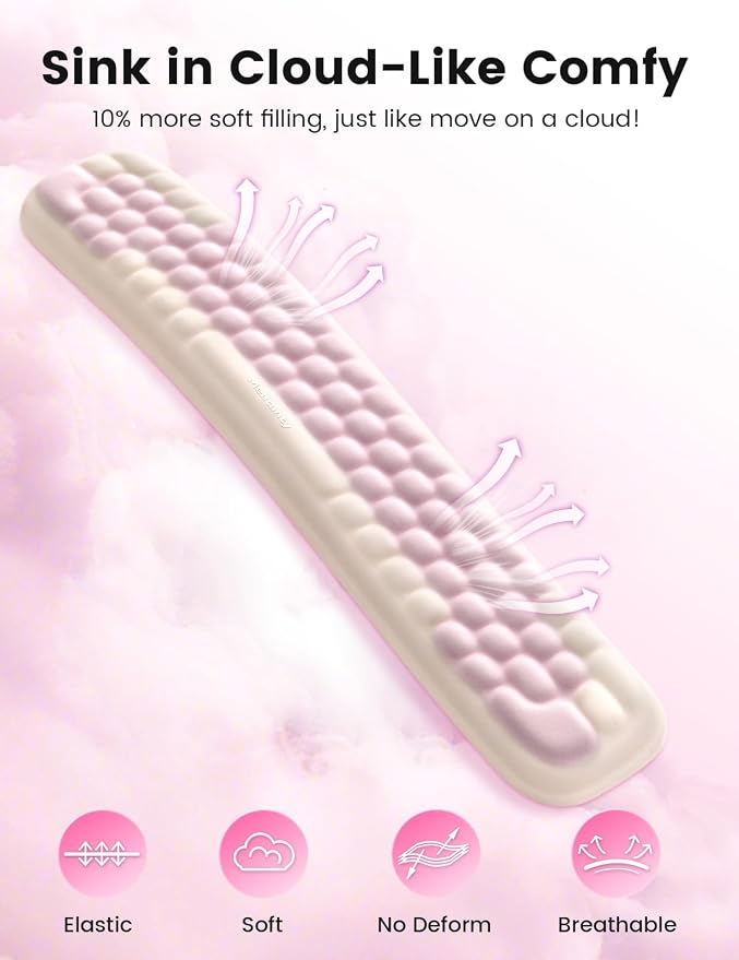 Meatanty Keyboard Wrist Rest, Ergonomic Keypad Support, Soft Memory Foam Hand Rest Pad for Typing Comfort, Computer Desk Accessory for Hand Palm Pain Relief, Laptop Office Home School Women Girl Cute
