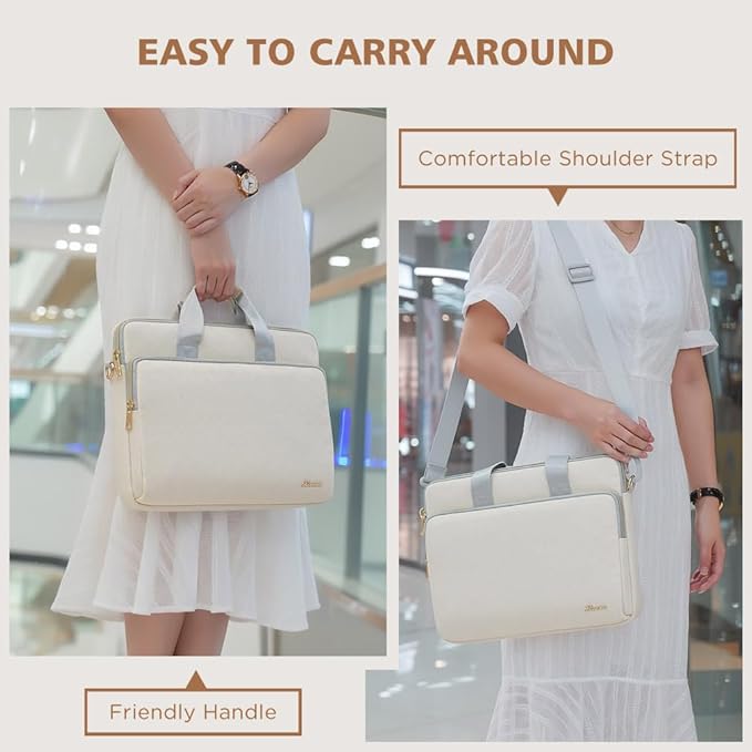 KIZUNA 17 Inch Laptop Sleeve Case - Shoulder Bag for 17.3" MSI, Dell, HP Gaming, Lenovo & More - Beige