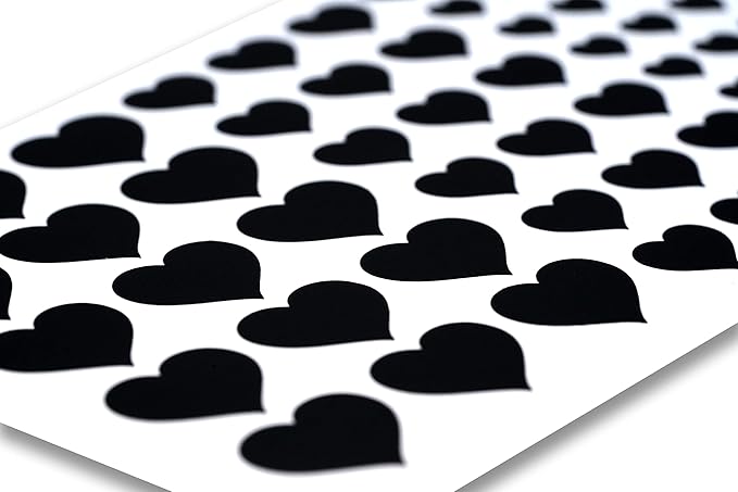 Blocked Original Vinyl Webcam Cover Stickers | Restickable & Stackable Privacy Covers | for All Camera-endable Devices | 3-Sizes | 57 Black Hearts (Muted Matte)