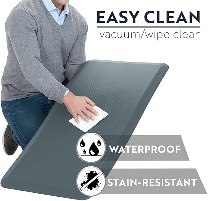 KANGAROO Anti Fatigue Mats for Kitchen Floor, Reduce Foot, Knee Pressure, 3/4 Inch Thick Cushioned Ergonomic Mat, Waterproof Comfort Rug for Under Sinks, Standing Desk, Store Floors, 20x32, Charcoal