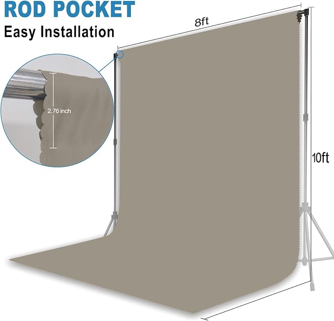 Grey Backdrop for Photoshoot, Professional Photo Backdrop Background Curtain for Product Photography, Portraits, Wedding, Party, Live Streaming Video Recording 8X10 FT