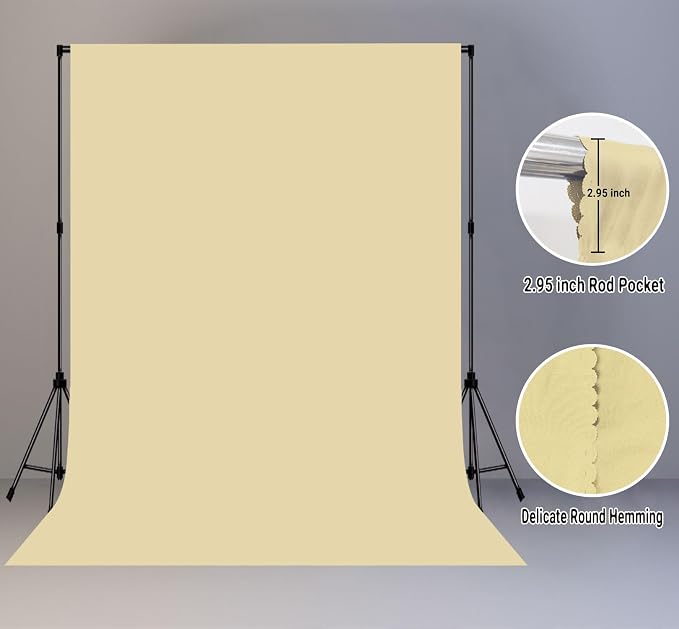 Tan Photo Backdrop for Photoshoot 5x7ft, Zoom Meeting Photography Backdrop Studio Shooting Props