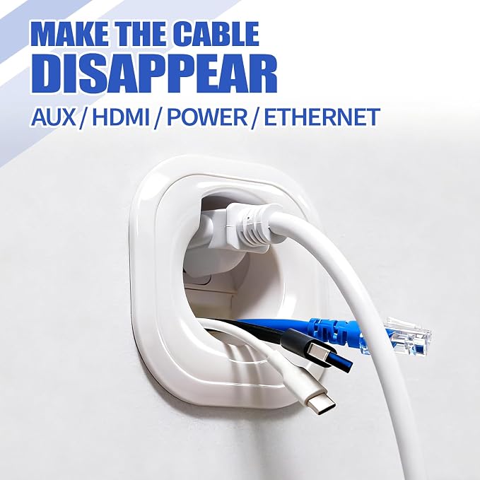 in Wall Cable Management Kit, MOOEGG Wall Mount TV Cord Hider, Hide Wires Along Wall, Built-in Outlet Wire Concealer with Extension Cord & Hand Saw, Safe Practical Cable Organizer for Home Theater