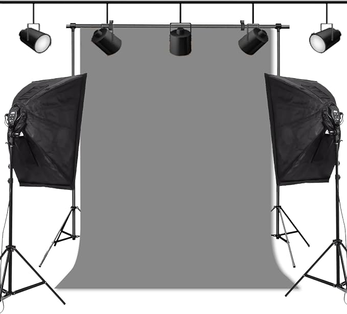 Grey Backdrop Background for Photography Photo Booth Backdrop for Photoshoot Background Screen Video Recording Parties Curtain 5x7FT
