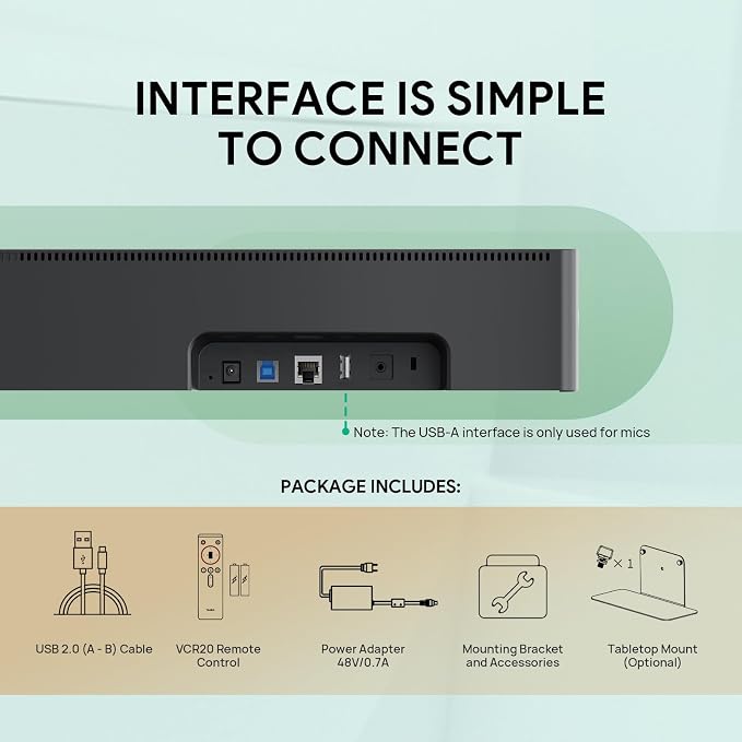 Yealink UVC40 E2 USB Conference Room Camera System Ultra-HD 4K Video Conference Camera 120° Wide-Angle Lens Built-in 8 Microphone Arrays Auto Framing Speaker Tracking and Smart Area Exposure Webcam