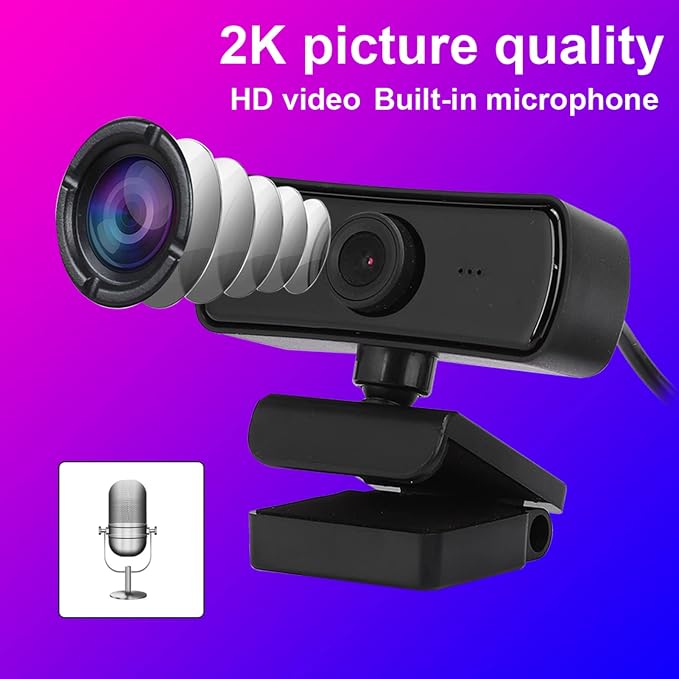 Zopsc 360 Degree Rotation Webcam, 4K USB Camera with Built-in Microphone, Computer Accessory for PC Live Broadcast, Video Conferencing, Online Class, and Gaming
