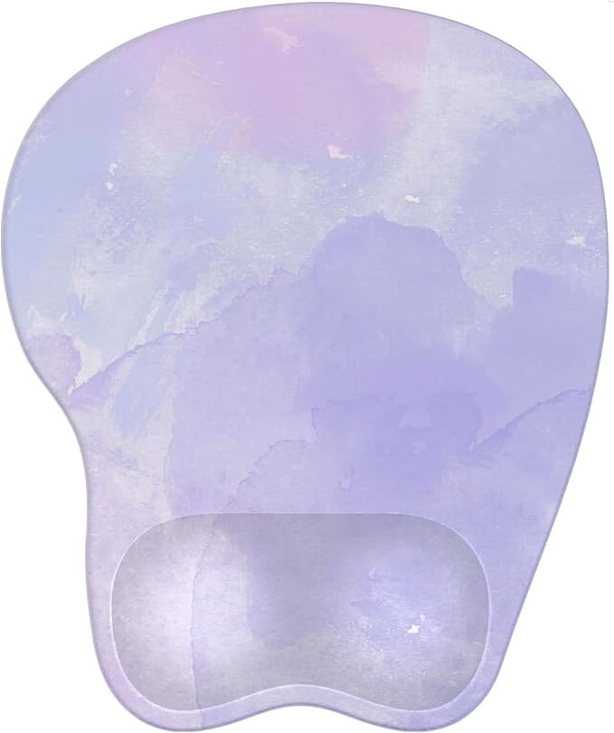 Mouse Pad with Wrist Rest Ergonomic Mouse Pad with Comfortable M-Shape Pain Relief Wrist Support Non-Slip PU Base Mousepad for Laptop, Office & Home (Lavender)