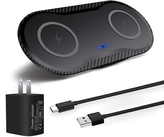 40W Wireless Charging Pad, Dual 20W Fast Wireless Charging Mat for Samsung Galaxy S25,S24,S23/Note 20/10/Buds,15W Wireless Charger Station for iPhone 17 16 15 14 13 8/SE/X/XS(Black with dapter)