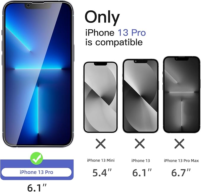 NEW'C 3x Privacy for iPhone 13 Pro Screen Protector (6.1 inches)+ 3x Camera Lens Protector, Sensor Protection,Case Friendly Tempered Glass Film + Dust Plug- Enhanced Privacy Angle of 28 Degrees