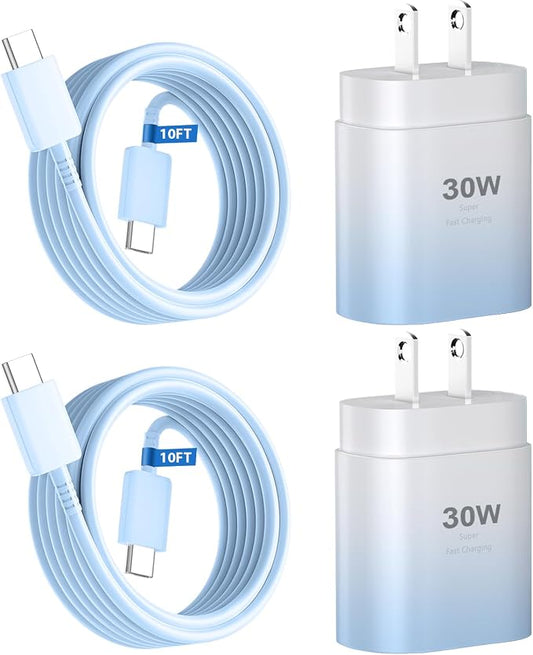 Phone 17 16 15 Charger Fast Charging,30W USB C Phone 17 16 15 Pro Max Charger Block&10FT Long Type C Cable Cord for i.Phone 17/Air/17 Pro/17 Pro Max/16/16 Pro/16 Pro Max/15/15 Pro Max,Blue Gradient