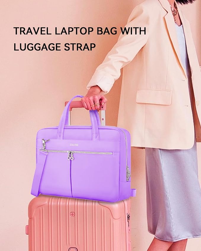 Ferkurn Laptop Bag Case Women Men Computer Bag Compatible with MacBook/HP/LG/Dell, Shoulder Strap Slim Carrying Messenger Briefcase, Purple, 17-17.3 Inch