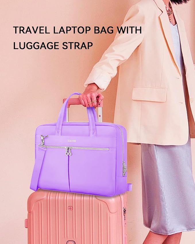 Ferkurn Laptop Bag Case Women Men Computer Bag Compatible with MacBook/HP/LG/Dell, Shoulder Strap Slim Carrying Messenger Briefcase, Purple, 14 Inch