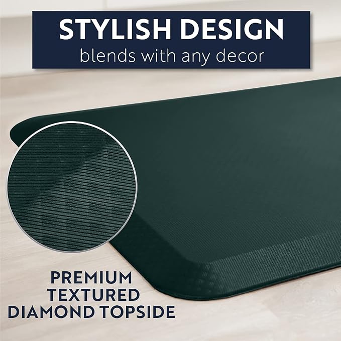 KANGAROO Anti Fatigue Mats for Kitchen Floor, Reduce Foot, Knee Pressure, 3/4 Inch Thick Cushioned Ergonomic Mat, Waterproof Comfort Rug for Under Sinks, Standing Desk, Stores, 20x32, Hunter Green