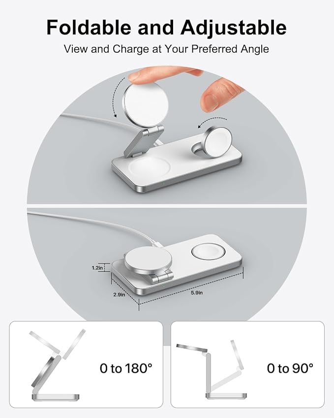 3-in-1 Charging Station for Samsung, Magnetic Fast Wireless Charger Stand Compatible with MagSafe for Galaxy S26/S25/S24/S23/Z Fold/Flip Series, Galaxy Watch Ultra/8/7/6/5, Galaxy Buds Pro/4//3/2