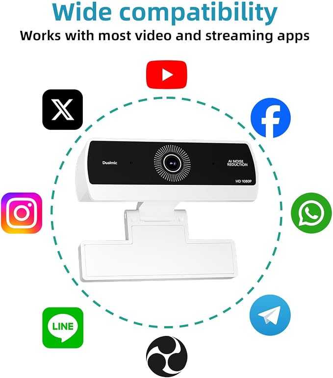 Webcam for PC,HD 1080P USB Plug-and-Play Computer Web Camera, HighDefinition Webcam for Desktop Laptop,Ideal for Online Class, Video ConferenceLive Streaming & Gaming
