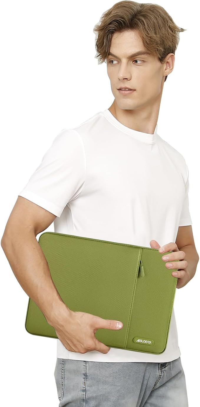 MOSISO Laptop Case 13 inch, Laptop Sleeve Compatible with MacBook Neo/Air/Pro 13 inch with A18/M5/M4/M3/M2/M1 Chip 2026-2016, Polyester Vertical Computer Sleeve Bag with Pocket, Chartreuse