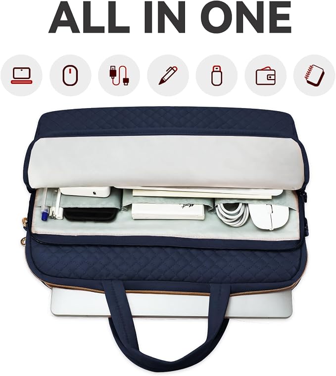 Laptop Case Bag Women Men Computer Sleeve Compatible with MacBook/Dell/HP/Acer/ASUS, Waterproof Shoulder Carrying Briefcase, Blue, 17-17.3 Inch