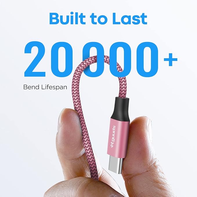 etguuds USB to USB C Cable 3.3ft, 2-Pack USB A to Type C Charger Cord Fast Charging for Samsung Galaxy A17 A16 A15 A26 A36 A56, S25 S24 S23 S22 S21 S20 S10 Note 20, for iPhone 17 16 15, Moto, Pink