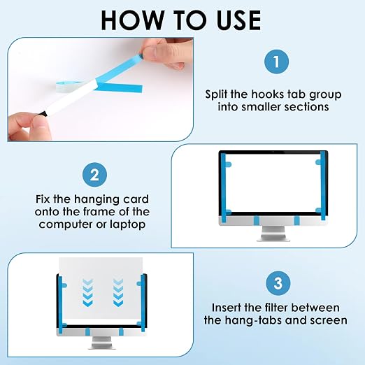 10 Pack Laptop Privacy Screen Adhesive Strips, Double-Sided Mounting Tape for LCD Display Repair, Tablet & Mobile Phone Screen Replacement, Easy Install Sticky Tape 220×8×0.3mm (White)