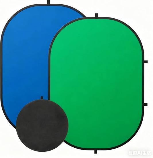 3x5ft/1x1.5M Blue Green Screen Backdrop, Double-Sided Pop Up Photo Backdrop Collapsible Greenscreen Background Muslin Chromakey Screen with Carry Bag for Photo Studio, Streaming, Gaming