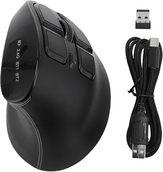Zopsc Ergonomic Mouse, Bluetooth 2.4G Double Mode DPI 1000 1600 2400 Ergonomic Vertical Mouse with Silent Click for Laptop PC Desktop