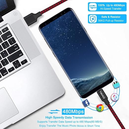 USB to USB C Cable (3Pack 6ft) USB A to Type C Cable Fast Charging Nylon Braided Data Sync Transfer Cord USB C Charger for iPhone 17 Pro Max/17 Air/16e/16 15 Pro/15 Plus/Galaxy S20 S10 Note 20(Red)