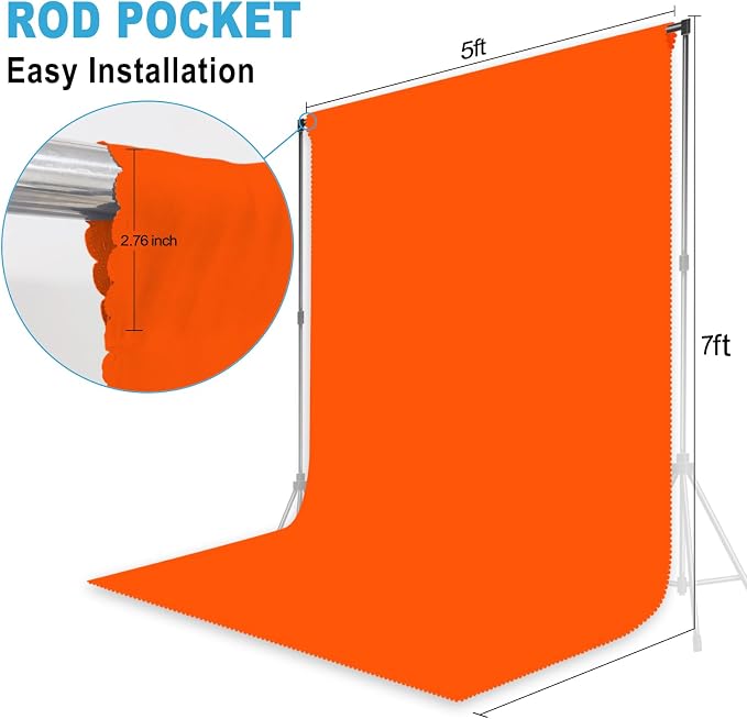 Orange Backdrop for Photoshoot, Professional Photo Backdrop Background Curtain for Product Photography，Portraits, Wedding, Party, Live Streaming Video Recording 5X7 FT (Background Only)
