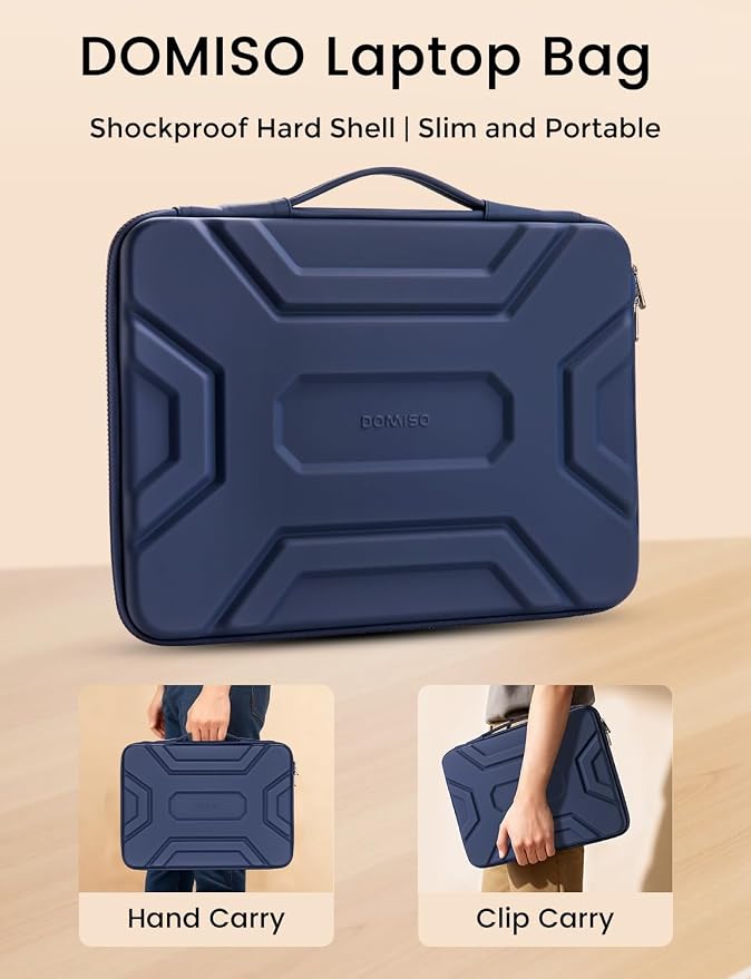 DOMISO 15.6 inch Laptop Sleeve, Shockproof and Waterproof EVA Protective Laptop Case, Laptop Sleeves for 16" MacBook Pro/Max M2 M1 2019-2023,15"-16" HP Dell Asus Laptop,Dell XPS 15, Dark Blue