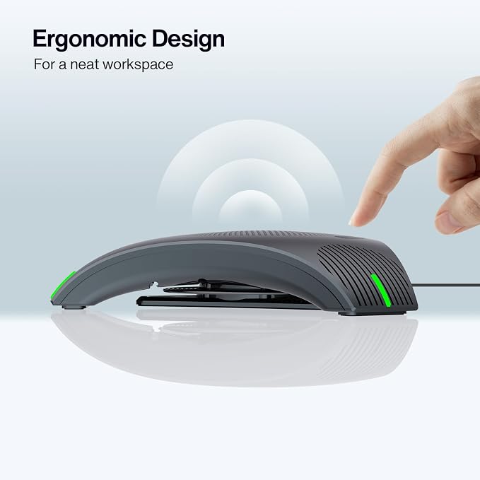Conference Speaker and Microphone, USB Speakerphone with 360° Omnidirectional Voice Pickup, Smart Voice Enhancement, Hi-Fi Sound, Echo & Noise Reduction for Business, Home Office, Online Meeting