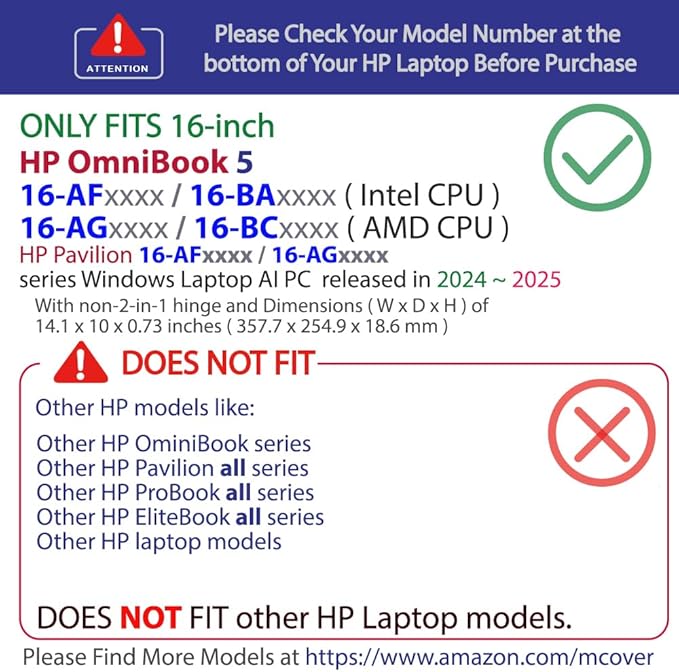 mCover Case ONLY Compatible for 16” 2024+ HP OmniBook 5 16-AF / 16-AG / 16-BAxxxx / 16-BCxxxx and Pavilion 16-AF / 16-AG0000 Series Windows AI Notebook PC (NOT Fitting Other HP Models)- Orange