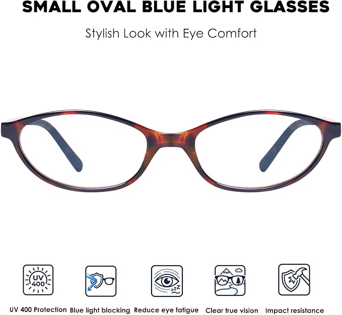 mosanana Blue Light Blocking Oval Glasses for Women Trendy Retro MO25101