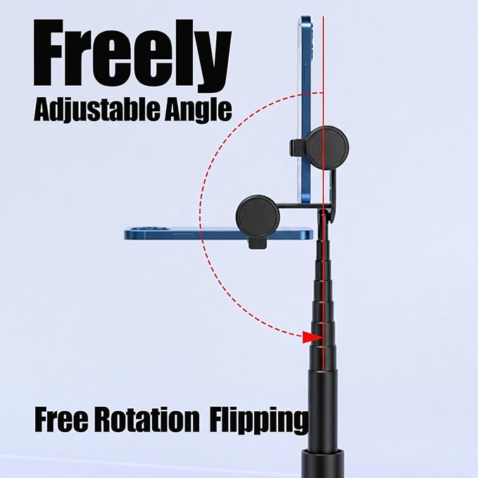 Selfie Stick Tripod Portable Extendable Cell Phone Stand with Detachable Mini Ring Light Phone Tripod Stand with Bluetooth Remote for iPhone Android for Vlogging/Travel/Live Streaming (Black)